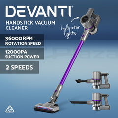 Devanti Handheld Vacuum Cleaner Bagless Cordless 120W Purple