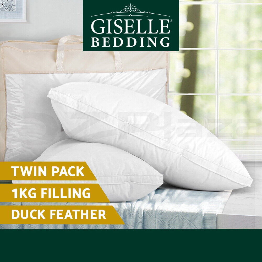 Giselle Bedding Duck Feather Down Pillow Luxury Twin Pack