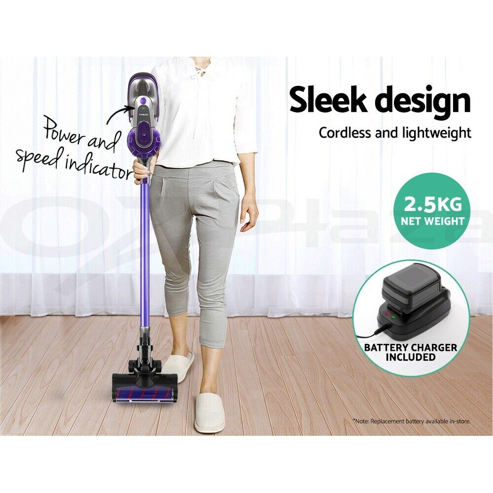 Devanti Handheld Vacuum Cleaner Cordless Roller Brush Head 150W Purple