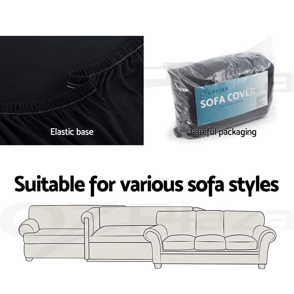 Artiss Sofa Cover Couch Covers 3 Seater Slipcover Lounge Protector Black