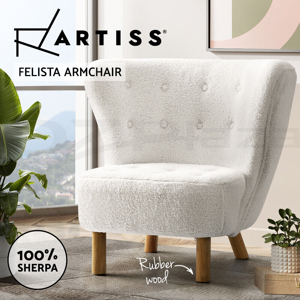 Artiss Armchair Lounge Accent Chair Armchairs Couch Chairs Sofa Bedroom White