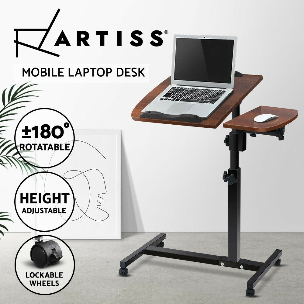 Artiss Laptop Desk Table Fan Cooling Walnut 60CM