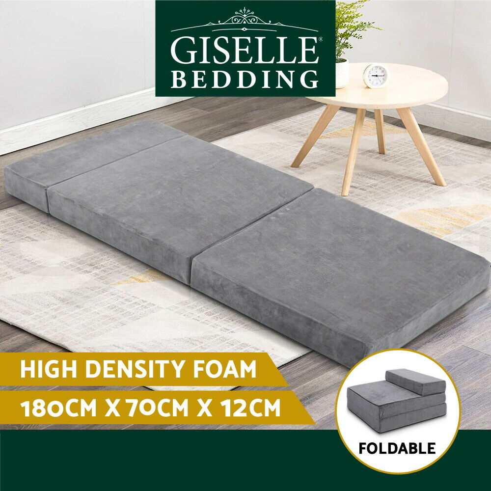 Giselle Bedding Foldable Mattress Folding Foam Bed Mat Light Grey