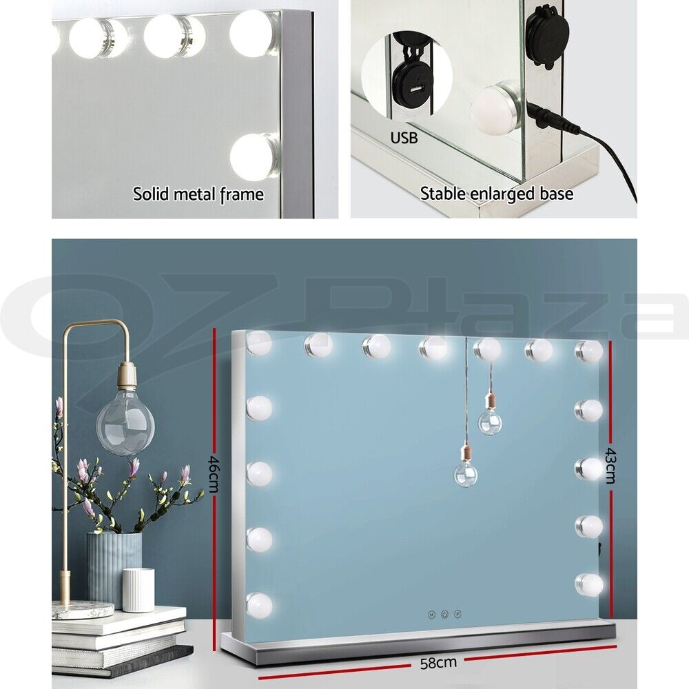 Embellir Hollywood Makeup Mirror With Lights 15 LED Lighted Vanity Mirrors Wall