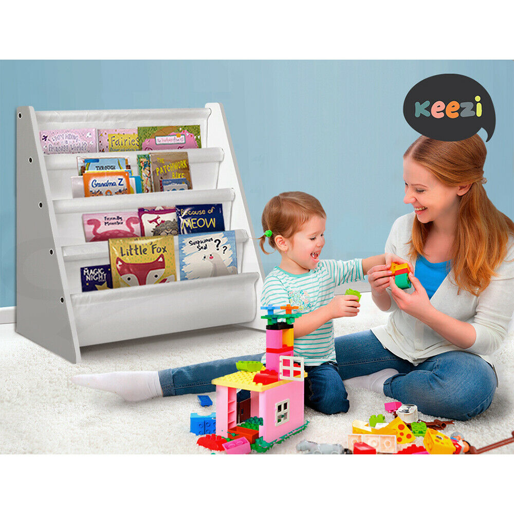 Keezi 4 Tiers Kids Bookshelf Magazine Shelf Children Bookcase Rack Organiser