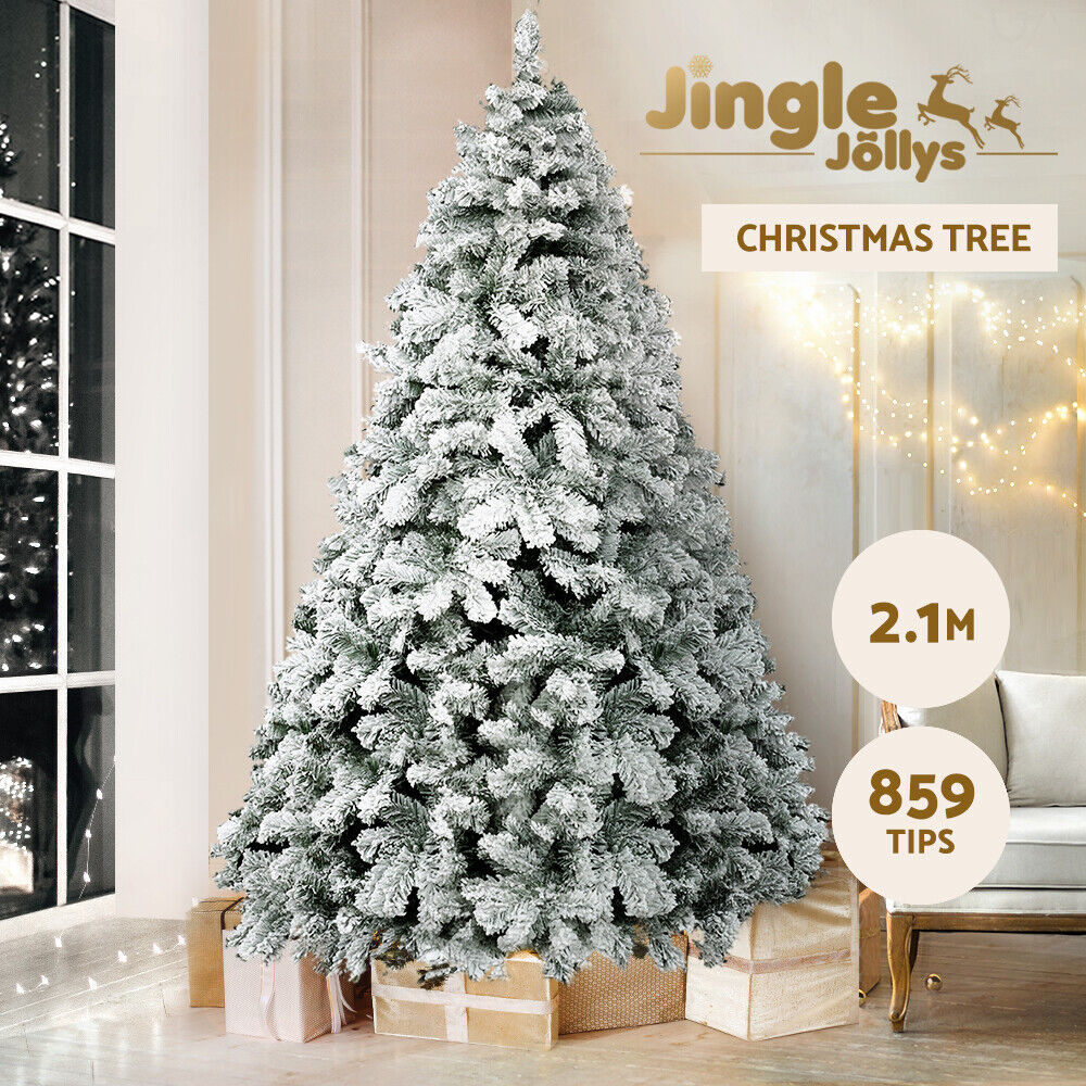 Jingle Jollys Christmas Tree 2.1m Snow Flocked Xmas Tree Decorations 859 Tips