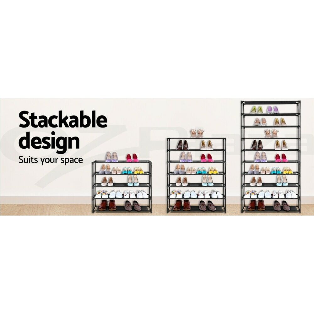 Artiss 10-Tier Shoe Rack Stackable 50 Pairs Black