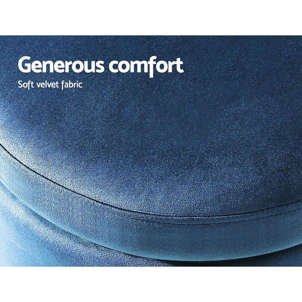 Artiss Foot Stool Round Velvet Storage Ottoman Foot Rest Pouffe Footstool Navy