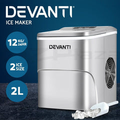 Devanti Portable Ice Maker Commercial Machine Ice Cube 2L Bar Countertop Silver