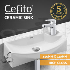 Cefito Bathroom Basin Ceramic Vanity Sink Hand Wash Bowl 45x23cm