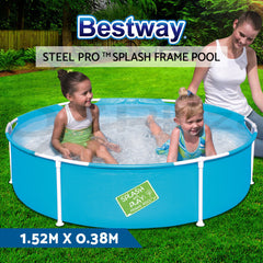 Bestway Kids Pool 152x38cm Round Steel Frame Swimming Pools Above Ground 580L