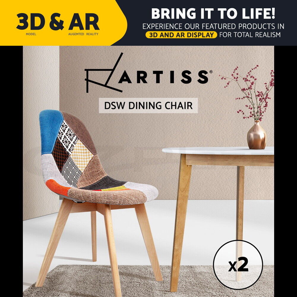 Artiss Dining Chairs Set of 2 Fabric Retro Replica DSW