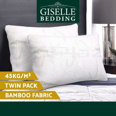 Giselle Bedding Memory Foam Pillow Bamboo Twin Pack