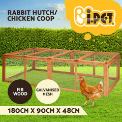 i.Pet Chicken Coop Rabbit Hutch 180cm Extra Large Wooden Chicken House Run XL Hen Cage