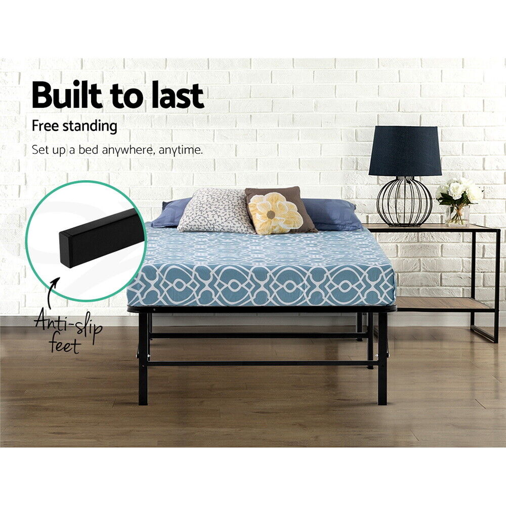 Artiss Single Metal Folding Bed Frame Mattress Base Platform Portable Black