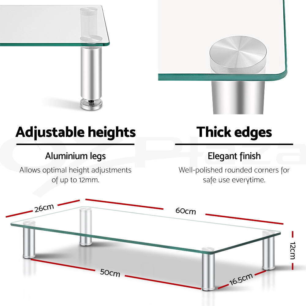 Artiss Monitor Stand Riser Computer Laptop Printer Screen Glass Display Shelf