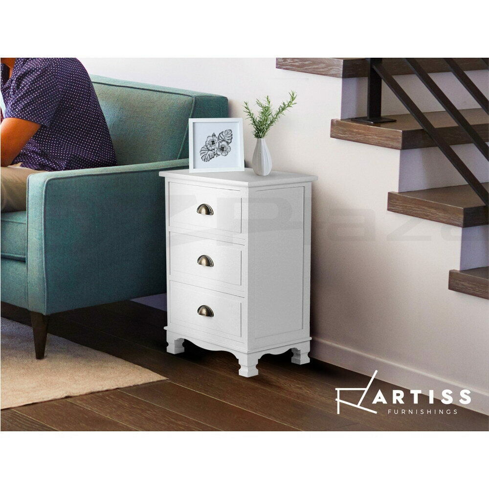 Artiss Bedside Tables Drawers Side Table Storage Cabinet Dresser White Vintage