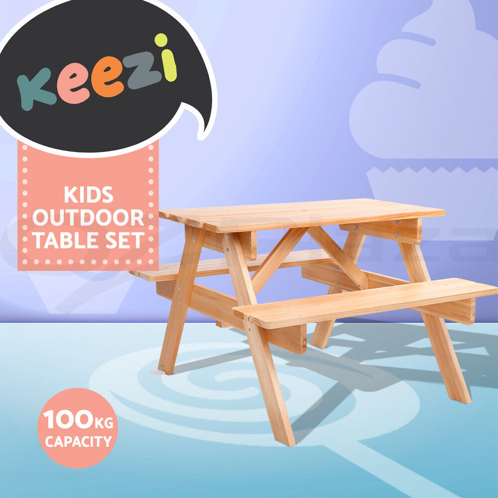 Keezi Kids Outdoor Table and Chairs Picnic Bench Set Children Wooden