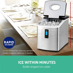 Devanti Ice Maker Machine Commercial Stainless Steel Portable Ice Cube Tray 3.2L