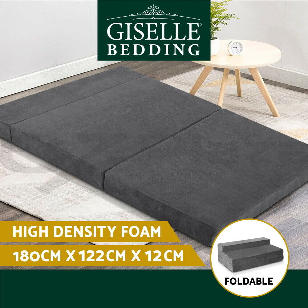 Giselle Bedding Foldable Mattress Folding Foam Bed Mat Double Grey