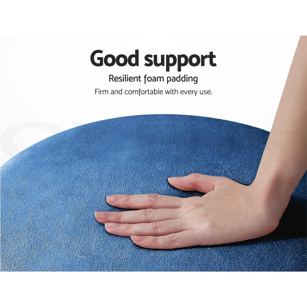 Artiss Foot Stool Round Velvet Storage Ottoman Foot Rest Pouffe Footstool Navy