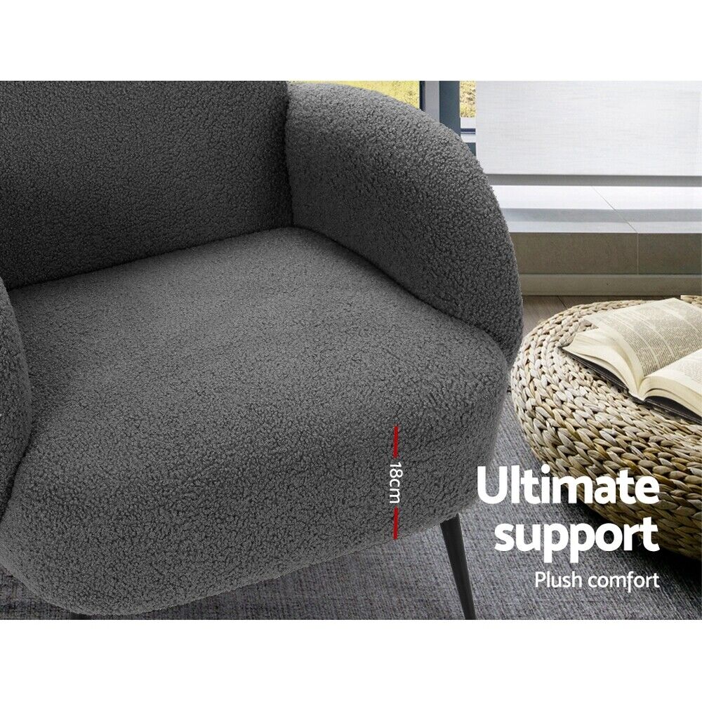 Artiss Armchair Boucle Charcoal Hanes