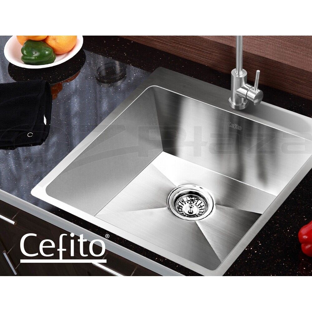 Cefito Kitchen Sink 53X50CM Stainless Steel Basin Single Bowl Laundry Silver