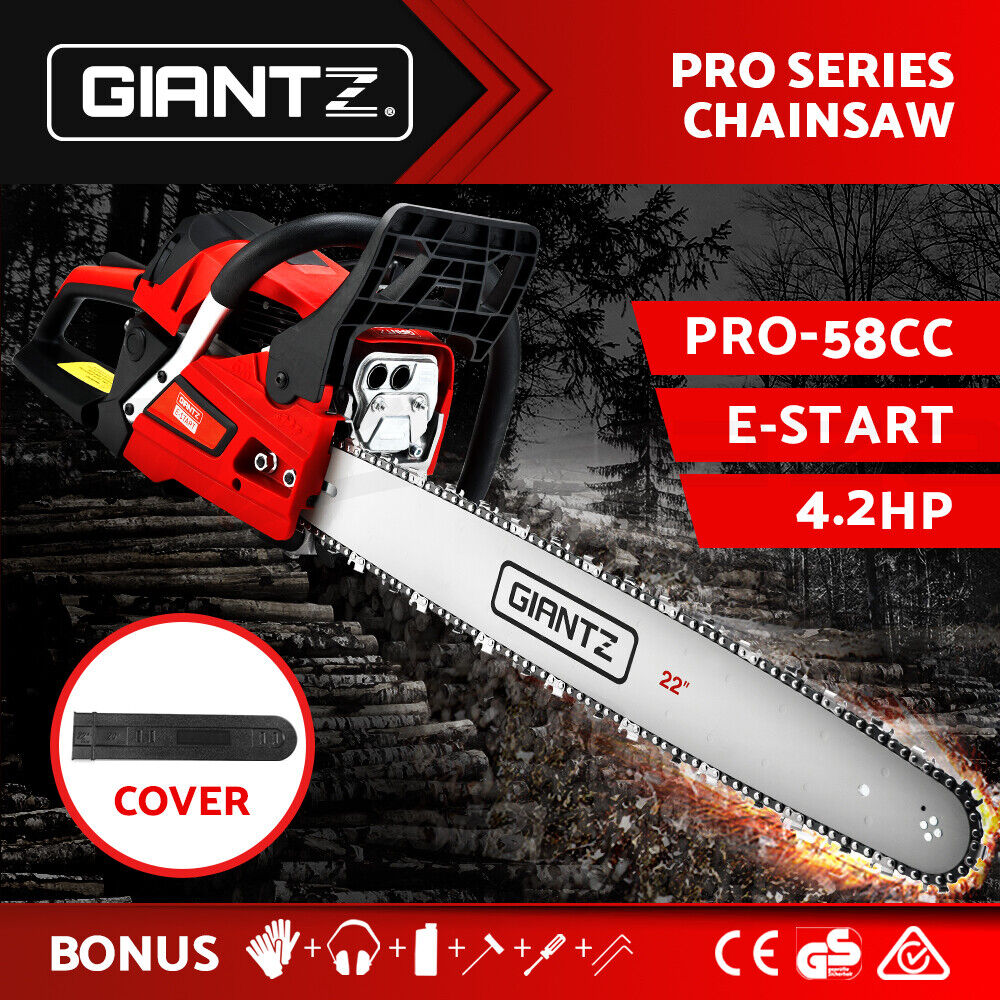 Giantz Chainsaw Petrol 58CC 22" Bar Commercial E-Start Pruning Chain Saw,Giantz Chainsaw Petrol 58CC 22" Bar Commercial E-Start Pruning Chain Saw 4.2HP