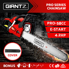 Giantz Chainsaw Petrol 58CC 22" Bar Commercial E-Start Pruning Chain Saw,Giantz Chainsaw Petrol 58CC 22" Bar Commercial E-Start Pruning Chain Saw 4.2HP