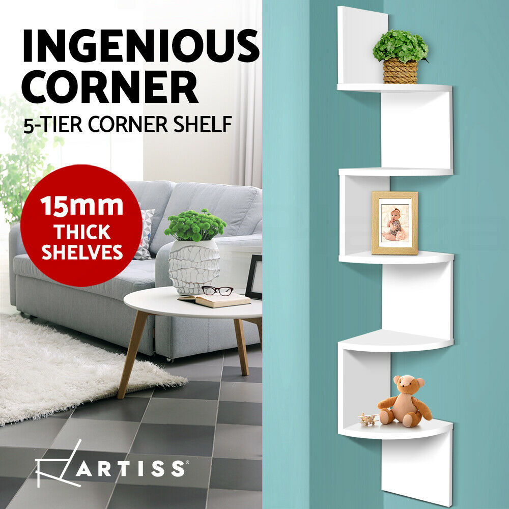 Artiss Wall Shelf Corner Floating 5-Tier White