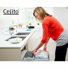 Cefito Pull Out Bin Kitchen Double Basket 2X20L White