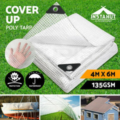 Instahut Tarp Tarpaulin 4x6m Heavy Duty Camping Cover Clear