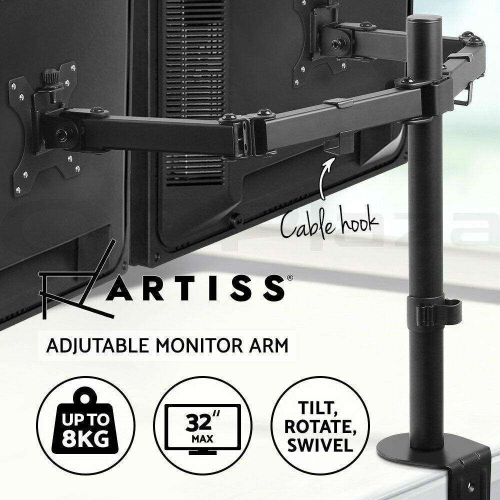 Artiss Monitor Arm Dual Desk Mount Screen Holder Bracket