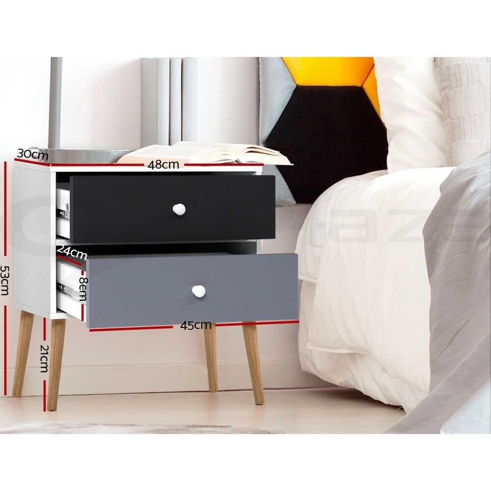 Artiss Bedside Tables Drawers Side Table Nightstand Lamp Side Storage Cabinet