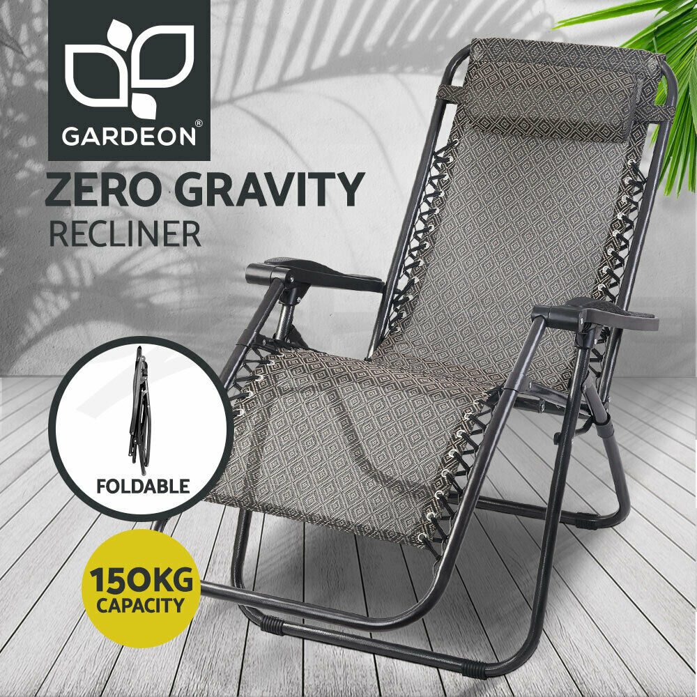 Gardeon Zero Gravity Chair Folding Outdoor Recliner Adjustable Sun Lounge Camping Beige