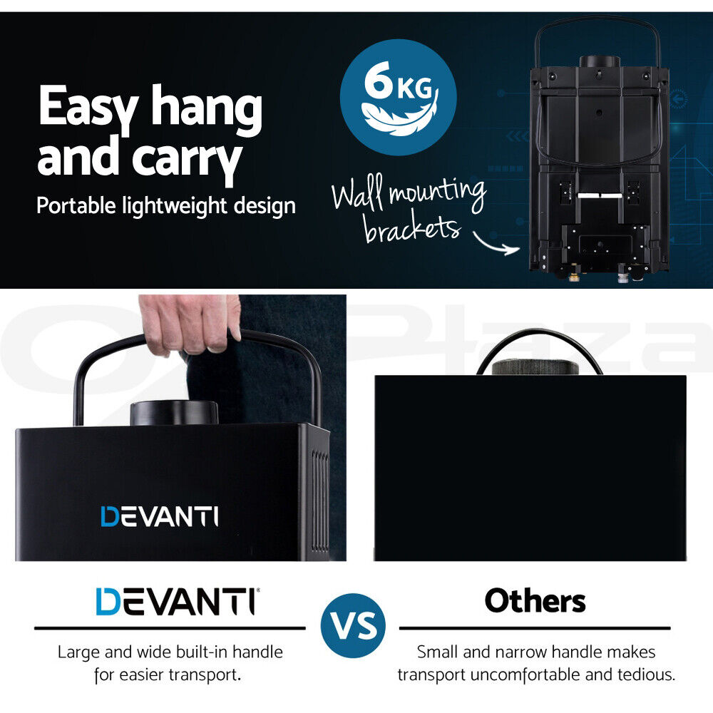 Devanti Portable Gas Water Heater 8L/Min LPG System Black