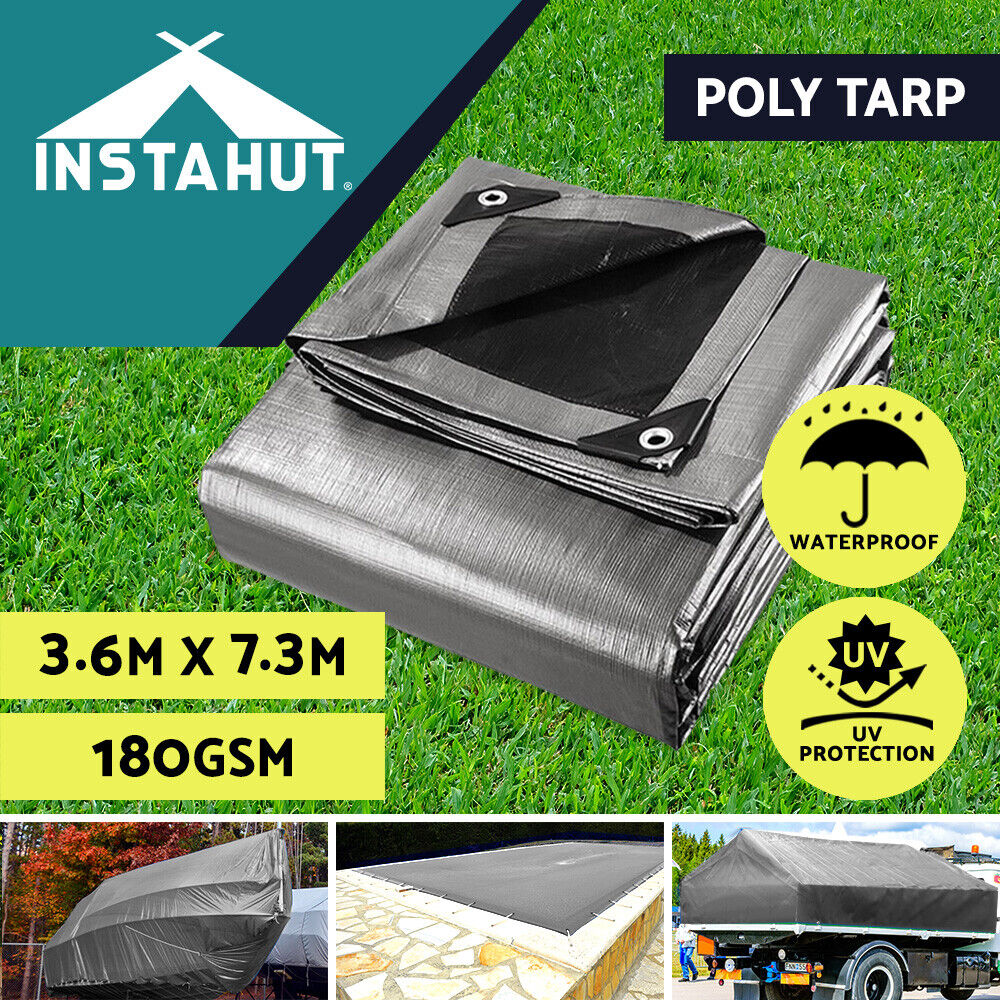 Instahut Tarp Tarpaulin 3.6x7.3m Camping Heavy Duty Sun Cover