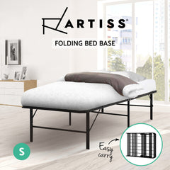 Artiss Single Metal Folding Bed Frame Mattress Base Platform Portable Black