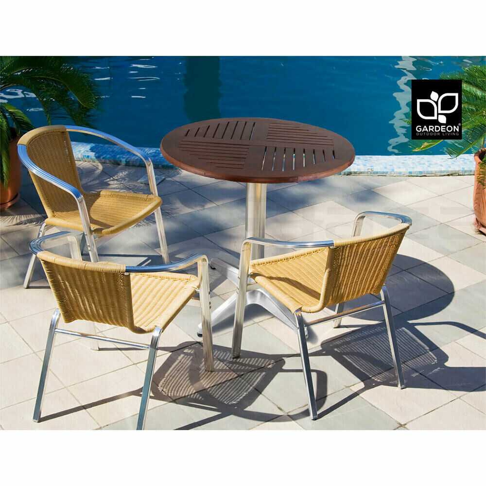 Gardeon Outdoor Bar Table Wooden Cafe Table Aluminium Pole Round