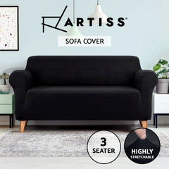 Artiss Sofa Cover Couch Covers 3 Seater Slipcover Lounge Protector Black