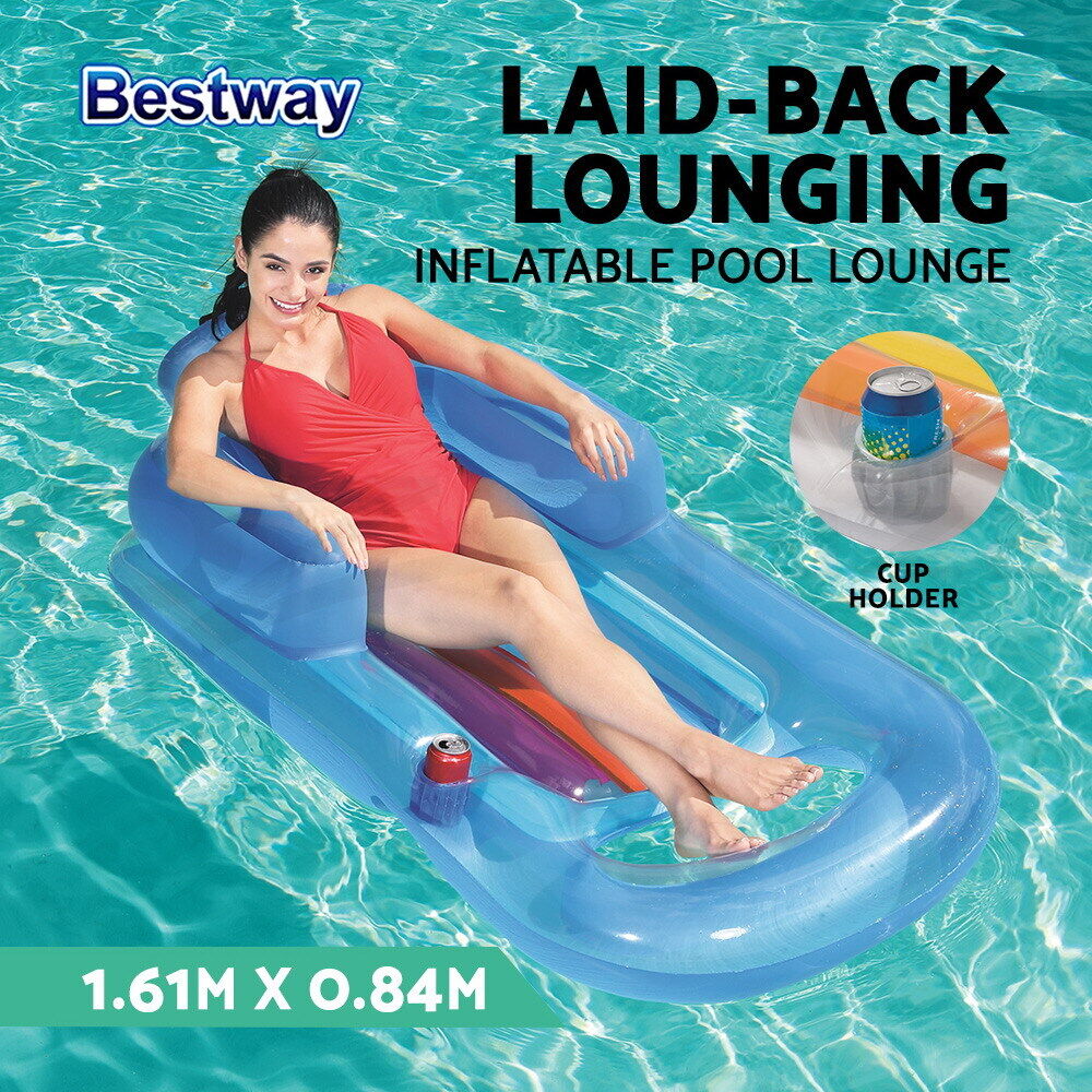 Bestway Pool Float Inflatable Lounge Seat Pillow Bed Cup Holder