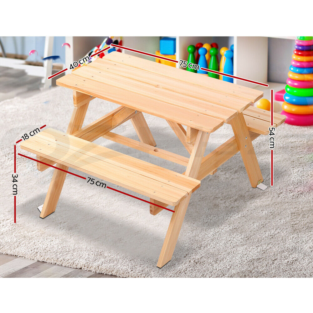 Keezi Kids Table and Chairs Picnic Bench Set Umbrella Children Outdoor Indoor