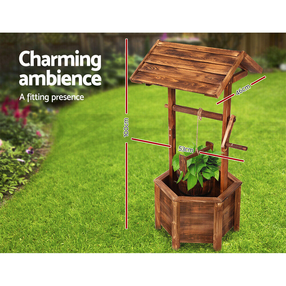 Gardeon Garden Decor Outdoor Ornament Wooden Wishing Well