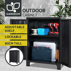 Gardeon 92cm Outdoor Storage Cabinet Box Lockable Cupboard Sheds Garage Adjustable Black