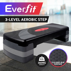 Everfit 3 Level Aerobic Step Exercise Stepper 78cm Gym Home Fitness