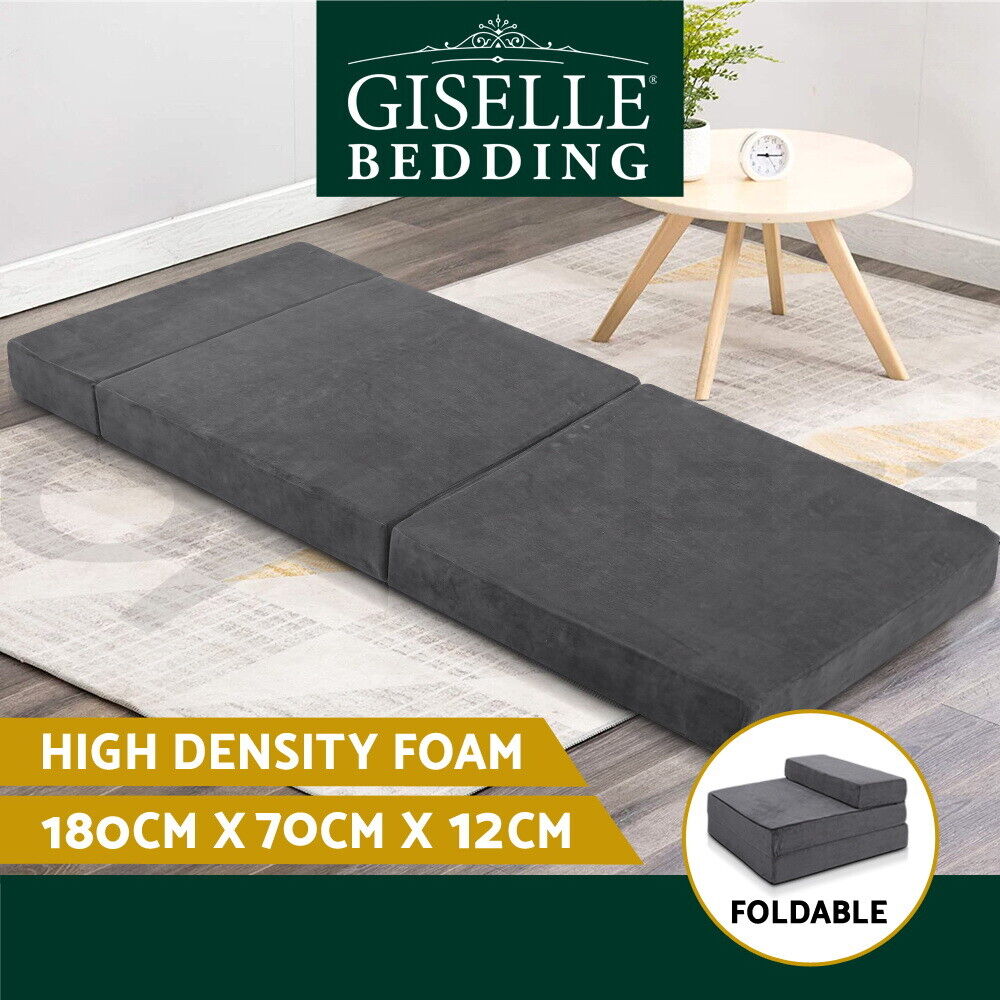 Giselle Bedding Foldable Mattress Folding Foam Bed Mat Single Grey