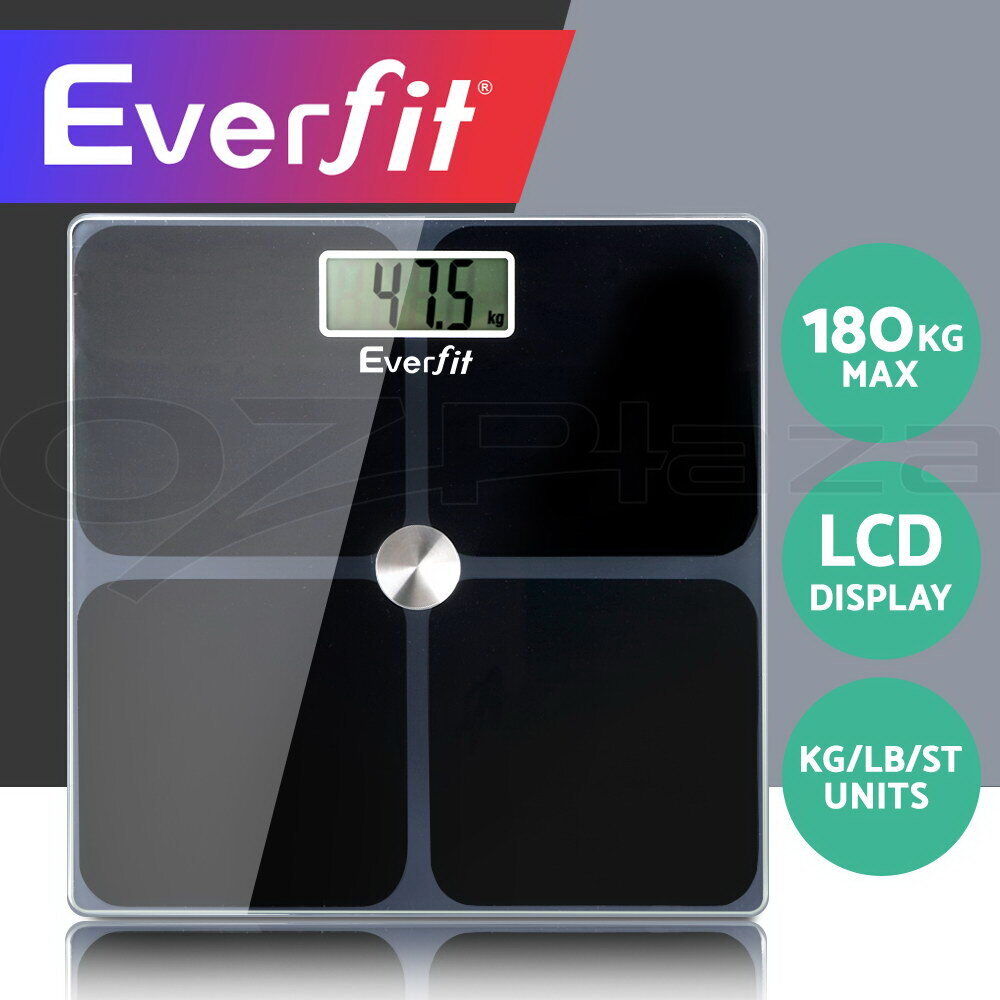 Everfit Bathroom Scales Digital Weighing Scale 180kg Electronic Monitor Tracker