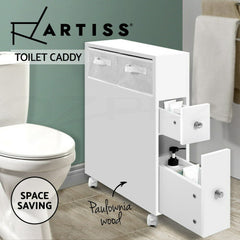 Artiss Bathroom Storage Toilet Cabinet Caddy Holder Drawer Basket With Wheels