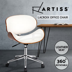 Artiss Office Chair Gaming Wooden Computer Chairs Home Study Work Seat White