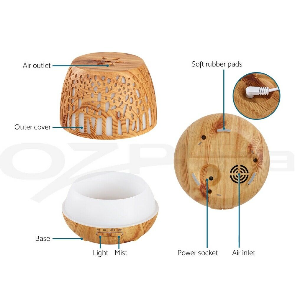 Devanti Aroma Diffuser Aromatherapy Wood Grain 400ml